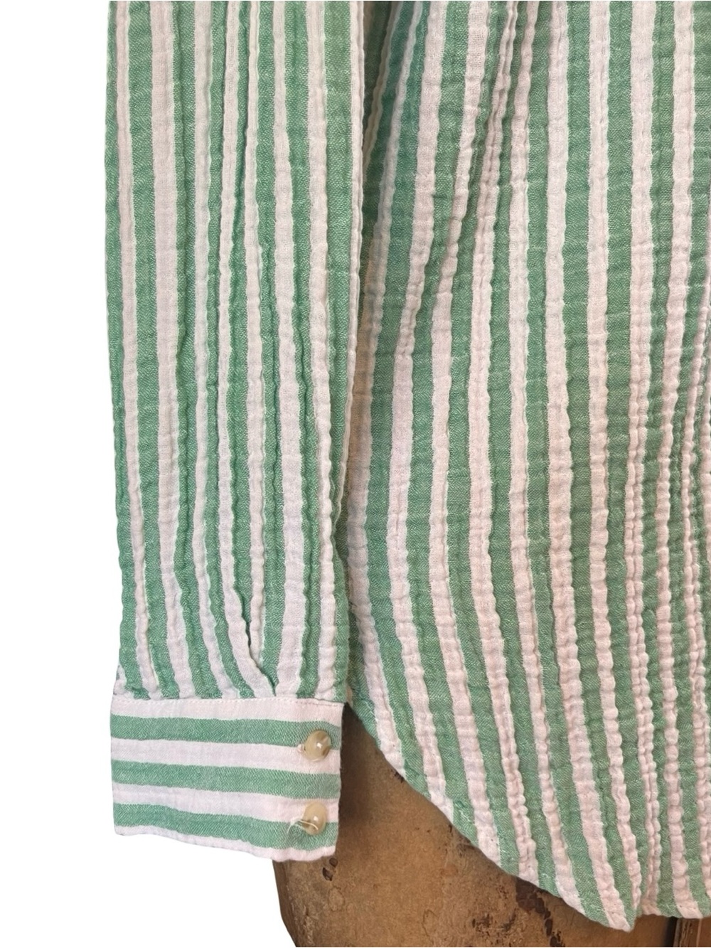 Pilcro Green and White Striped Button Down Shirt - Picture 11 of 15
